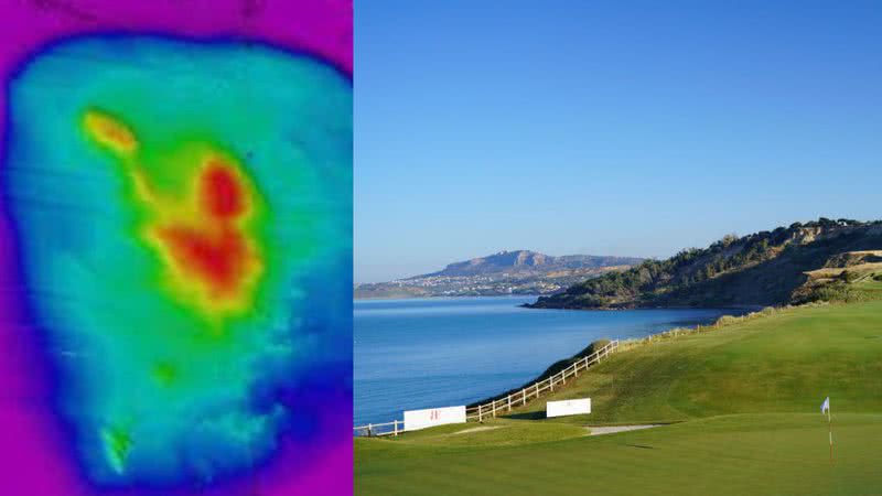 Montagem mostrando imagem de radar e paisagem da ilha da Sicília - Divulgação/ M191 e Getty Images