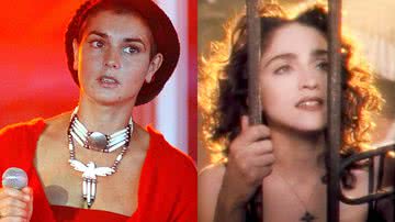 Sinéad O'Connor (à esqu.) e Madonna (à dir.) - Reprodução/Vídeo/Madonna e Getty Images