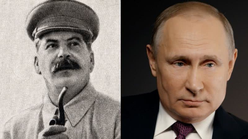 Josef Stalin e Vladimir Putin, respectivamente - Wikimedia Commons