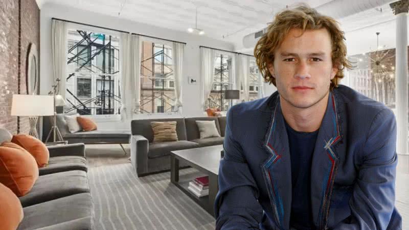 Heath Ledger em montagem com apartamento ao fundo - Divulgação/Corcoran Group - Getty Images