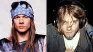 Montagem ilustra Axl em fotografia de encarte com Kurt durante participação em rádio - Divulgação / Geffen Records - Wikimedia Commons / Domínio Público