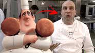 Montagem do personagem do filme 'Ratatouille' com Bernard Loiseau - Divulgação/Pixar - Reprodução/Youtube/DIGITAL FOOD NETWORK