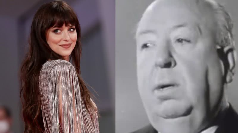 Dakota Johnson e Alfred Hitchcock - Getty Images e Divulgação/Youtube/Memórias Vivas