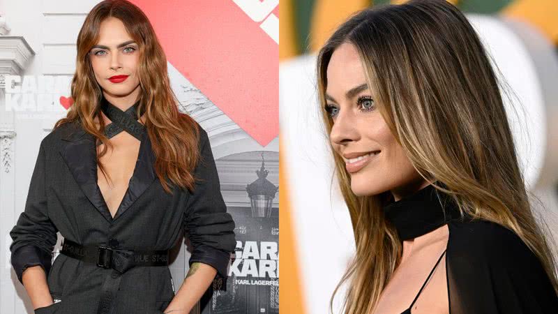 Á esquerda Cara Delevingne e à direita Margot Robbie - Getty Images