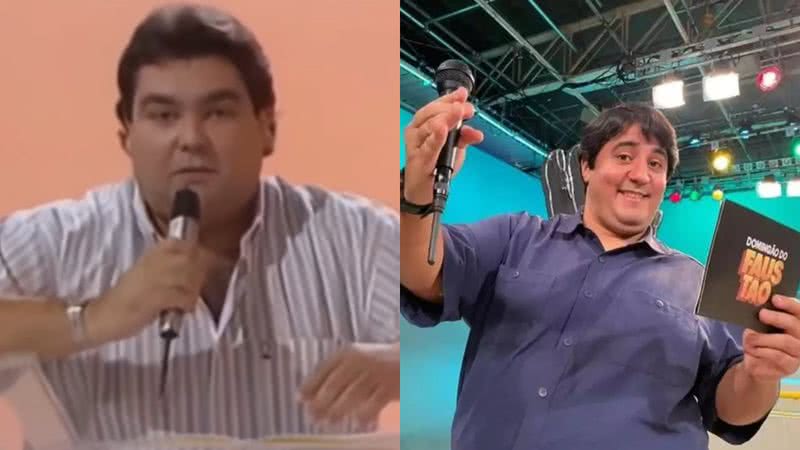 Fausto Corrêa da Silva, apresentador mais conhecido como Faustão, e seu intérprete em 'O Rei da TV', Herton Gustavo Gratto - Reprodução/Vídeo/YouTube / Reprodução/Star+