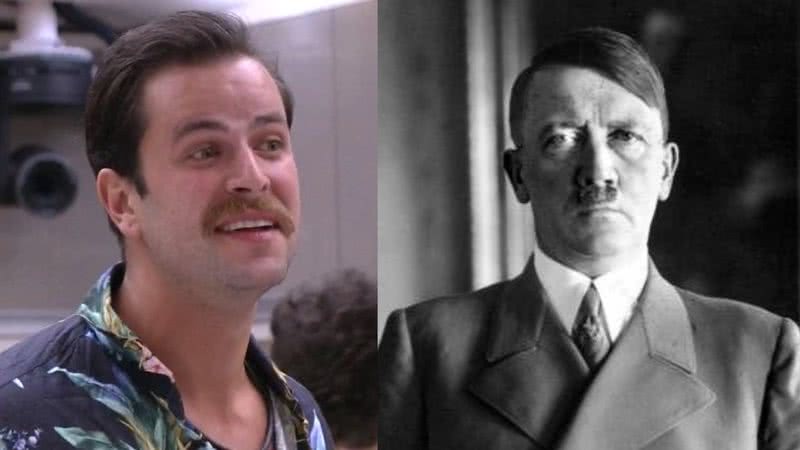 Montagem do participante Gustavo com retrato de Adolf Hitler - Divulgação / YouTube / TV Globo / German Federal Archive