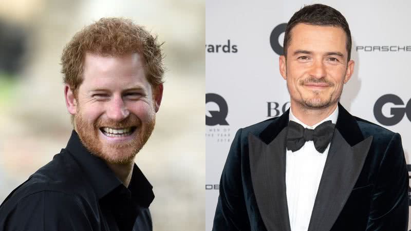 Montagem de Orlando Bloom com o príncipe Harry - Getty Images