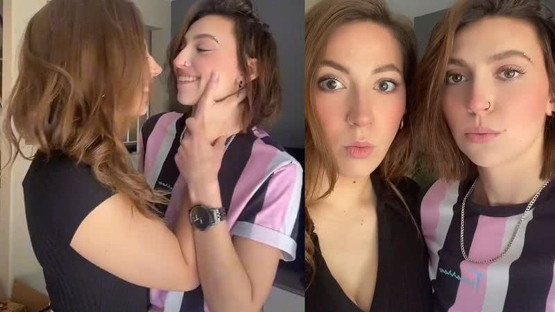 Montagem mostrando trechos dos vídeos das duas - Divulgação/ Tiktok/ @carleyandmercedes