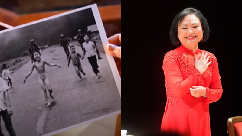 'Napalm Girl' e Kim Phuc - Divulgação/Vídeo/Youtube/DW e Getty Images