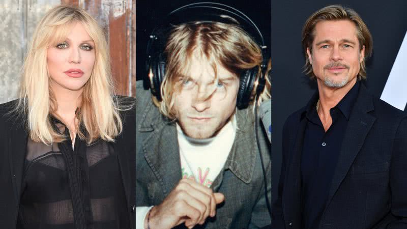 Courtney Love, Kurt Cobain e Brad Pitt, respectivamente - Getty Images / Wikimedia Commons/Julie Kramer