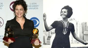 Maria Rita em premiação (2004) e Elis Regina (1965) - Getty Images (esquerda) e Wikimedia Commons (direita)