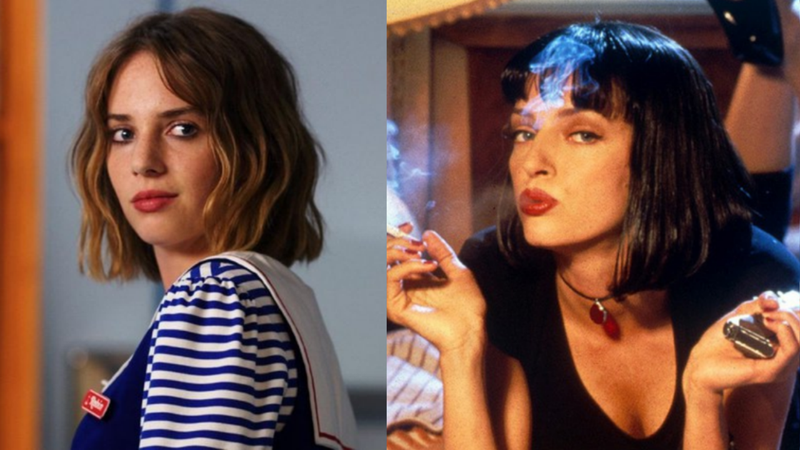 Maya Hawke em 'Stranger Things' e Uma Thurman em 'Pulp Fiction' - Divulgação / Netflix e Divulgação / Miramax