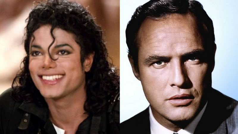 Retrato fotográfico de Michael Jackson (esq.) junto ao de Marlon Brando (dir.) - Wikimedia Commons