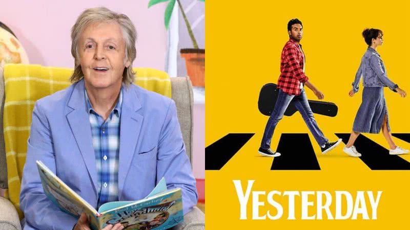 Montagem de Paul McCartney com poster do filme 'Yesterday' - Getty Images