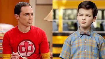 O personagem Sheldon Cooper adulto (esq.) e na infância (dir.) - Divulgação / CBS