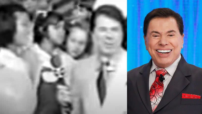 Colagem mostrando o momento do 'incidente do bambu' no programa do Silvio Santos e o apresentador em 2019 - Reprodução/Vídeo/SBT e Palácio do Planalto/Creative Commons