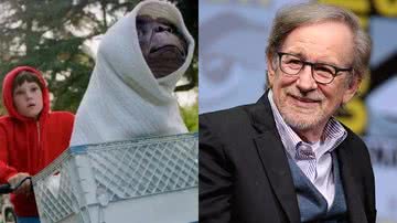 Cena de 'E.T. O Extraterrestre' e o cineasta Steven Spielberg - Reprodução/Universal Pictures / Foto por Gage Skidmore pelo Wikimedia Commons