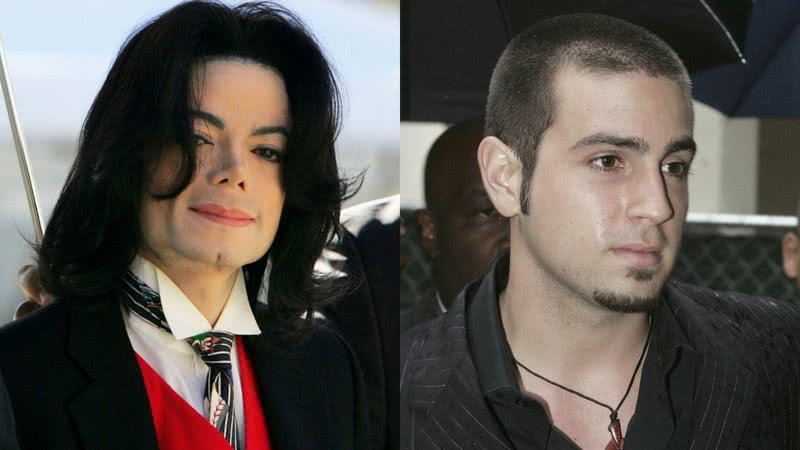 Michael Jackson (esq.) e Wade Robson (dir.) saindo do tribunal em 2005 - Getty Images