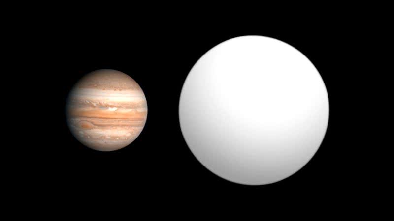 Júpiter (à esqu.) e comparação com o TrES-4 - Wikimedia Commons