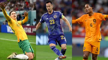 Jogadores utilizando uniformes da Austrália, Japão e Holanda, respectivamente - Getty Images