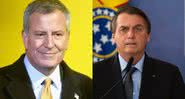 Montagem com fotografia de Bill de Blasio e Bolsonaro - Getty Images