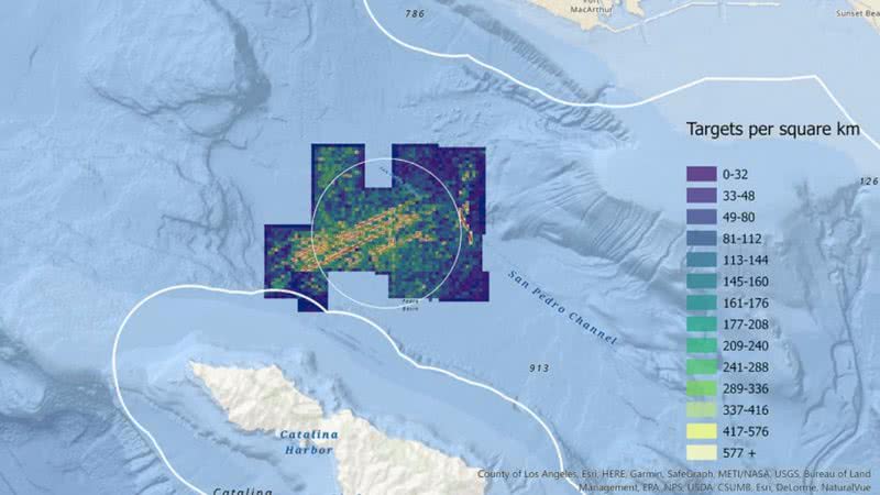 Mapa mostra região de concentração tóxica na costa da Califórnia - Divulgação/Scripps Institution of Oceanography at UC San Diego