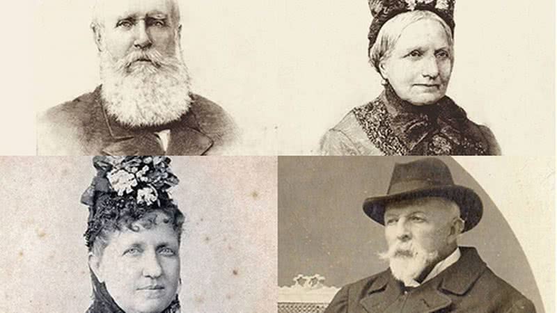 Registros de D.Pedro II, Teresa Cristina, Princesa Isabel e Conde D’Eu - Montagem com reproduções