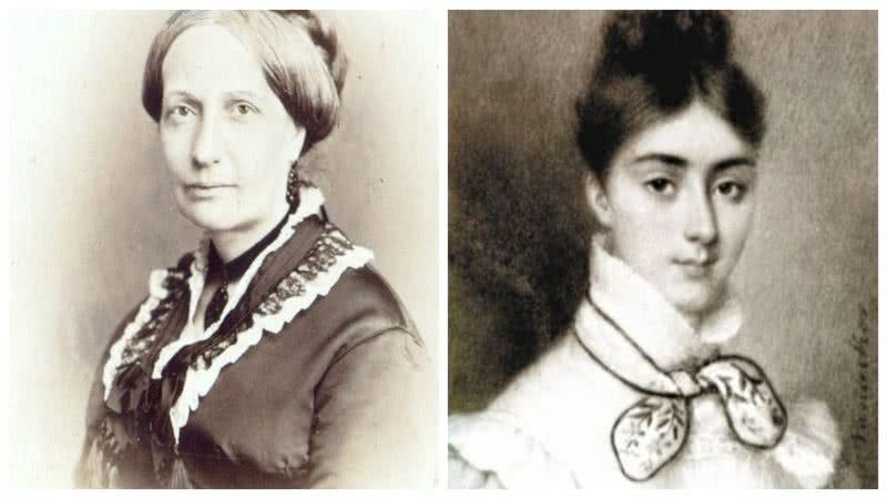 À esquerda foto de Teresa Cristina de Bourbon; À direita foto de Luísa Margarida, Condessa de Barral - Wikimedia Commons