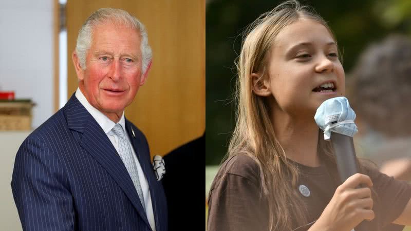 Montagem com fotografia do Príncipe Charles e Greta Thunberg - Getty Images