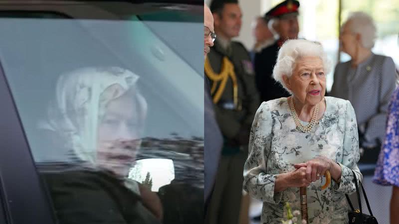 Á esquerda imagem de Rainha Elizabeth dirigindo e à direita imagem da Rainha Elizabeth - Reprodução/Vídeo/Cambs News e Foto de Kirsty O'Connor-WPA Pool na GettyImages