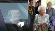 Á esquerda imagem de Rainha Elizabeth dirigindo e à direita imagem da Rainha Elizabeth - Reprodução/Vídeo/Cambs News e Foto de Kirsty O'Connor-WPA Pool na GettyImages