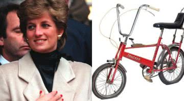 Fotografia de Lady Di, ao lado de imagem de sua bicicleta - Getty Images / Divulgação East Bristol Leilão