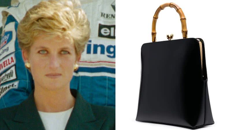 Lady Di em 1994 e a icônica bolsa Gucci - Getty Images / Divulgação/Gucci