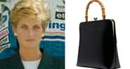 Lady Di em 1994 e a icônica bolsa Gucci - Getty Images / Divulgação/Gucci