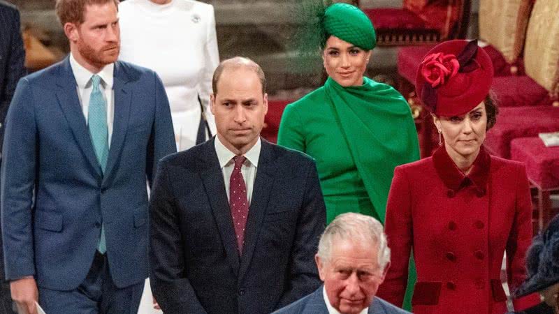 Harry, Meghan, William, Kate e Charles, em evento no dia 9 de março de 2020 - Getty Images