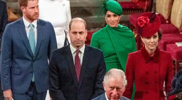 Harry, Meghan, William, Kate e Charles, em evento no dia 9 de março de 2020 - Getty Images