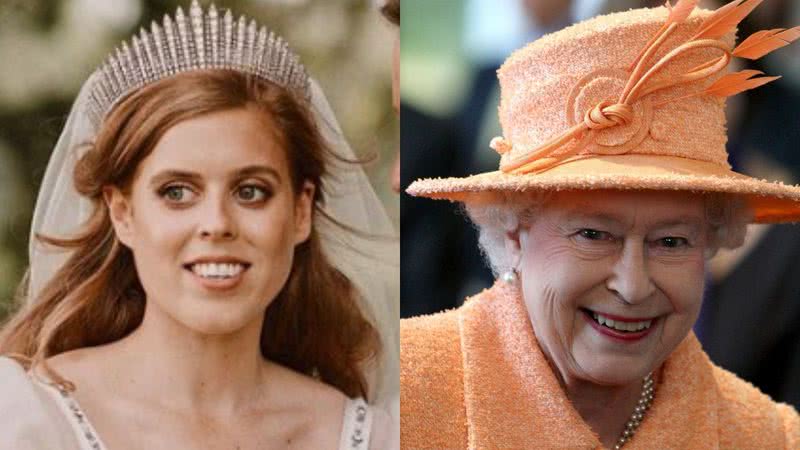 Montagem com fotografia da princesa Beatrice e Elizabeth II - Divulgação/Instagram/@theroyalfamily/Benjamin Wheeler / Getty Images