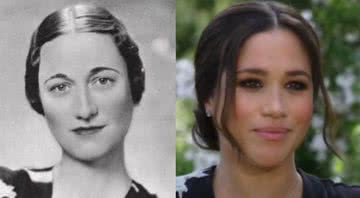 Fotografia de Wallis Simpson, ao lado de foto de Meghan Markle - Wikimedia Commons / Divulgação/NBC News