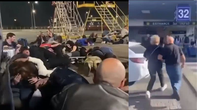 Imagens de vídeos feitos em aeroporto de Tel Aviv - Divulgação/ Redes Sociais