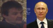 Montagem com fotografia de Alexander Litvinenko e Putin - Divulgação/Youtube/Frontline Club/5 de fev. de 2015 / Getty Images