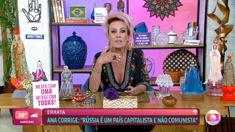 Ana Maria Braga se desculpa após chamar a Rússia de país "comunista" - Divulgação/ Rede Globo