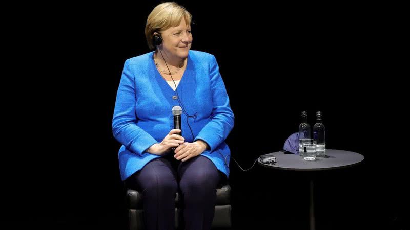 Angela Merkel, em evento no dia 08/09/2021 - Getty Images