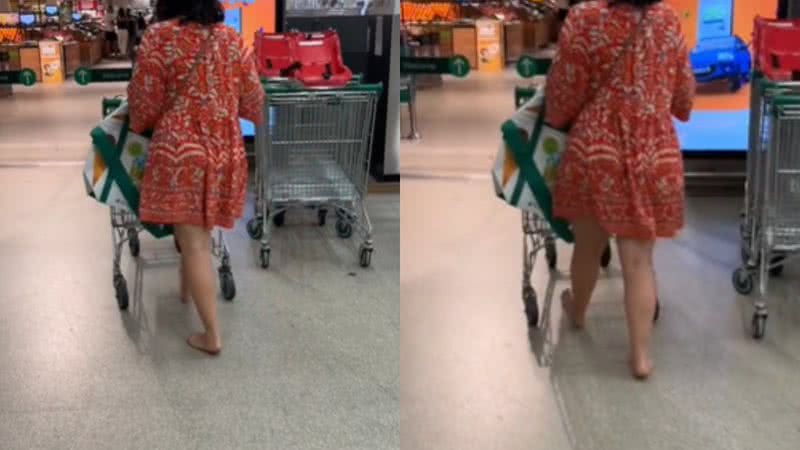 Mulher australiana andando descalça em supermercado - Reprodução/Vídeo/TikTok/sofiwebb