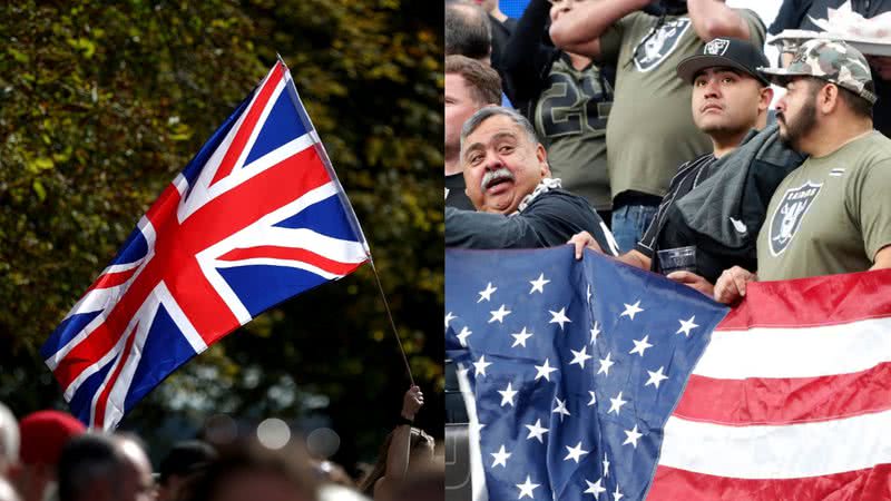 Imagem ilustrativa da bandeira do Reino Unido e dos Estados Unidos, respectivaments - Getty Images