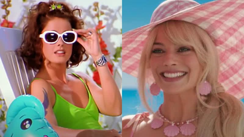 Cena do clipe de 'Barbie Girl' e cena do live-action 'Barbie' - Reprodução/Vídeo