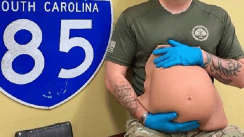 Barriga utilizada no transporte - Divulgação/Anderson County Sheriff's Office/Facebook