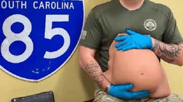 Barriga utilizada no transporte - Divulgação/Anderson County Sheriff's Office/Facebook