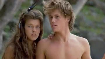 Emmeline (Brooke Shields) e Richard (Christopher Atkins) do filme 'Lagoa Azul' - Reprodução/TV Globo