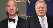 Montagem com fotografia de Jeff Bezos e William Shatner - Getty Images