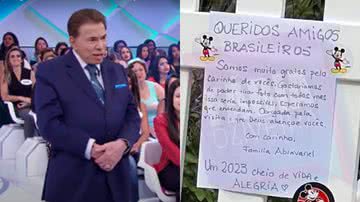 Silvio Santos e o bilhete, respectivamente - Reprodução/Vídeo/YouTube/Programa Silvio Santos e Fábia Oliveira/Em Off